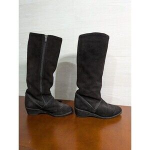 VINTAGE LLBean Boots Women 5.5 Black Suede Shearling Lined MADE IN ENGLAND Rare